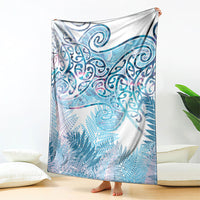 Aotearoa Maori Koru Curves Blanket Aqua Paua Shell LT7 - Polynesian Pride