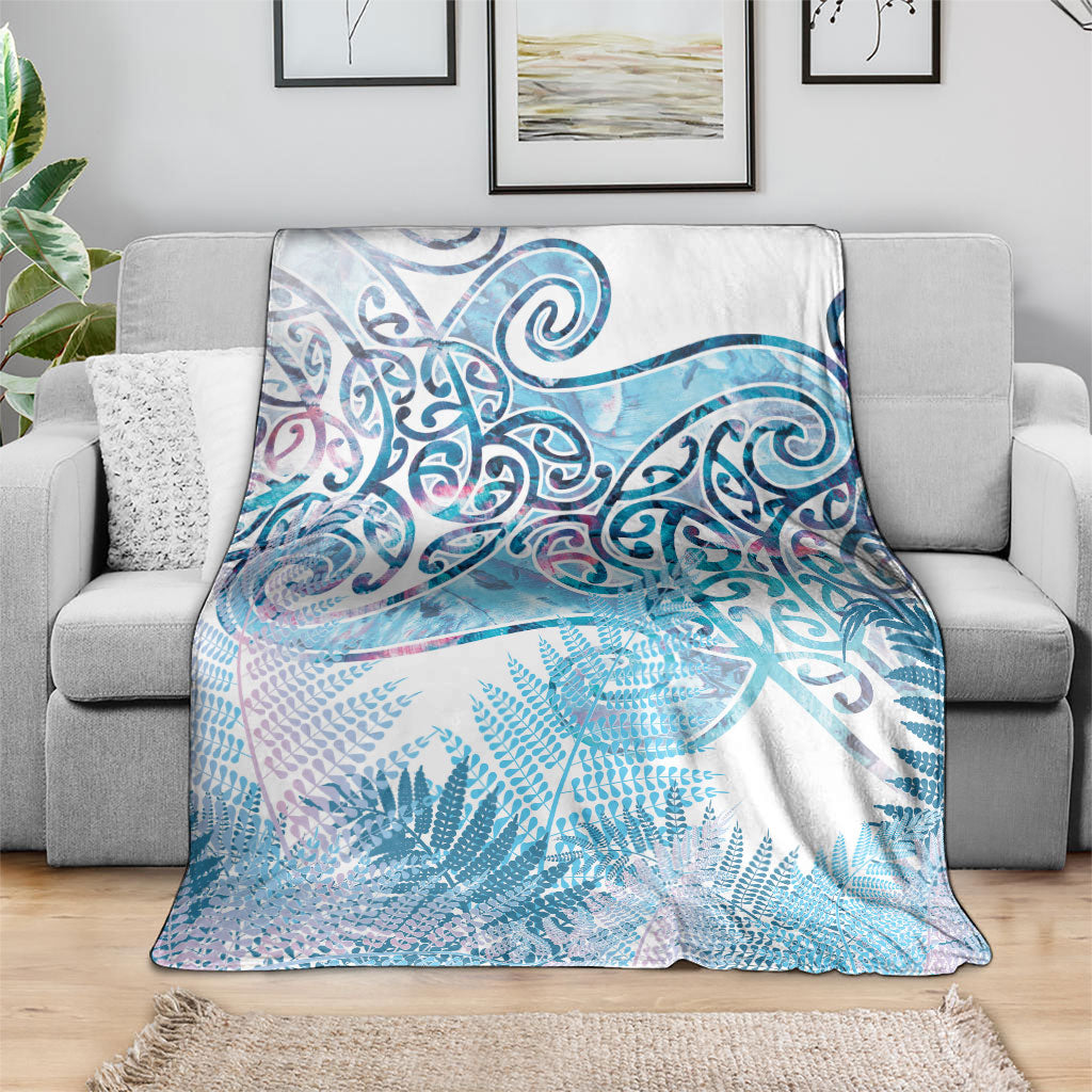 Aotearoa Maori Koru Curves Blanket Aqua Paua Shell LT7 - Polynesian Pride
