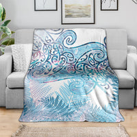 Aotearoa Maori Koru Curves Blanket Aqua Paua Shell LT7 - Polynesian Pride