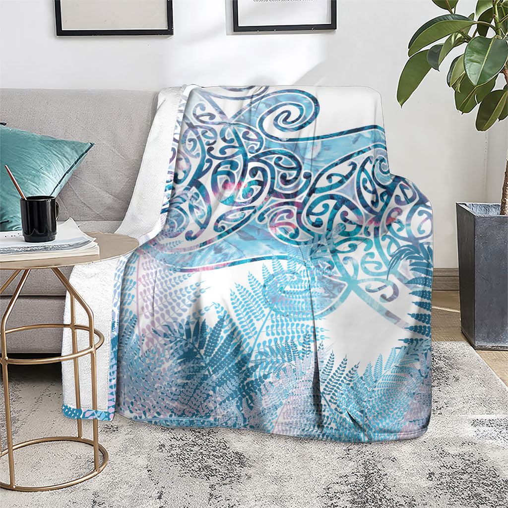 Aotearoa Maori Koru Curves Blanket Aqua Paua Shell LT7 - Polynesian Pride
