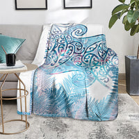 Aotearoa Maori Koru Curves Blanket Aqua Paua Shell LT7 - Polynesian Pride
