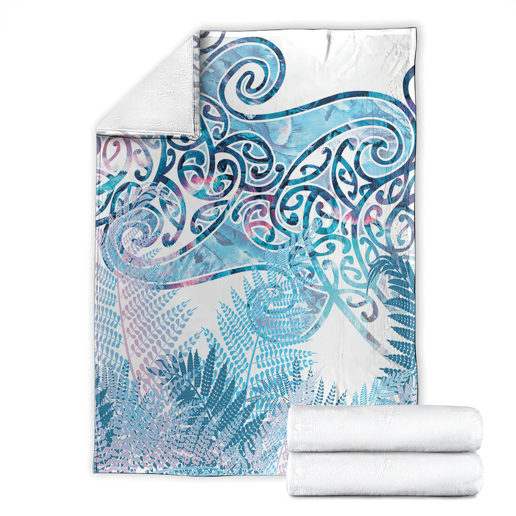 Aotearoa Maori Koru Curves Blanket Aqua Paua Shell LT7 - Polynesian Pride