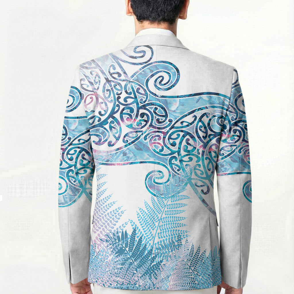 Aotearoa Maori Koru Curves Blazer Aqua Paua Shell
