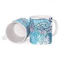 Aotearoa Maori Koru Curves Ceramic Mug Aqua Paua Shell