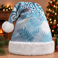 Aotearoa Maori Koru Curves Christmas Santa Hat Aqua Paua Shell LT7 With Fur Blue - Polynesian Pride