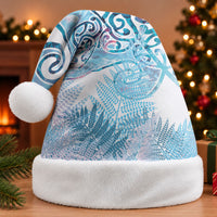 Aotearoa Maori Koru Curves Christmas Santa Hat Aqua Paua Shell LT7 Without Fur Blue - Polynesian Pride