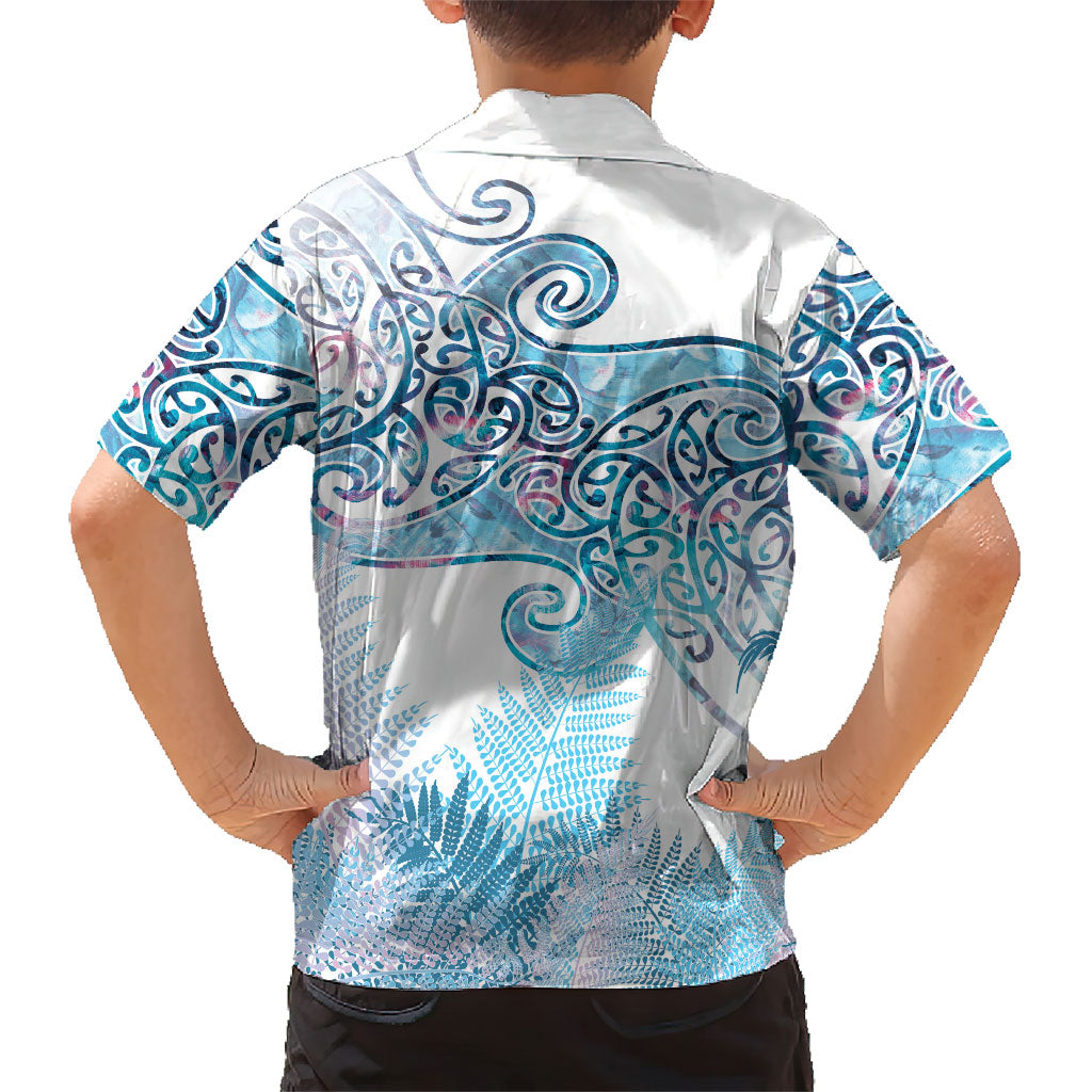 Aotearoa Maori Koru Curves Family Matching Short Sleeve Bodycon Dress and Hawaiian Shirt Aqua Paua Shell LT7 - Polynesian Pride