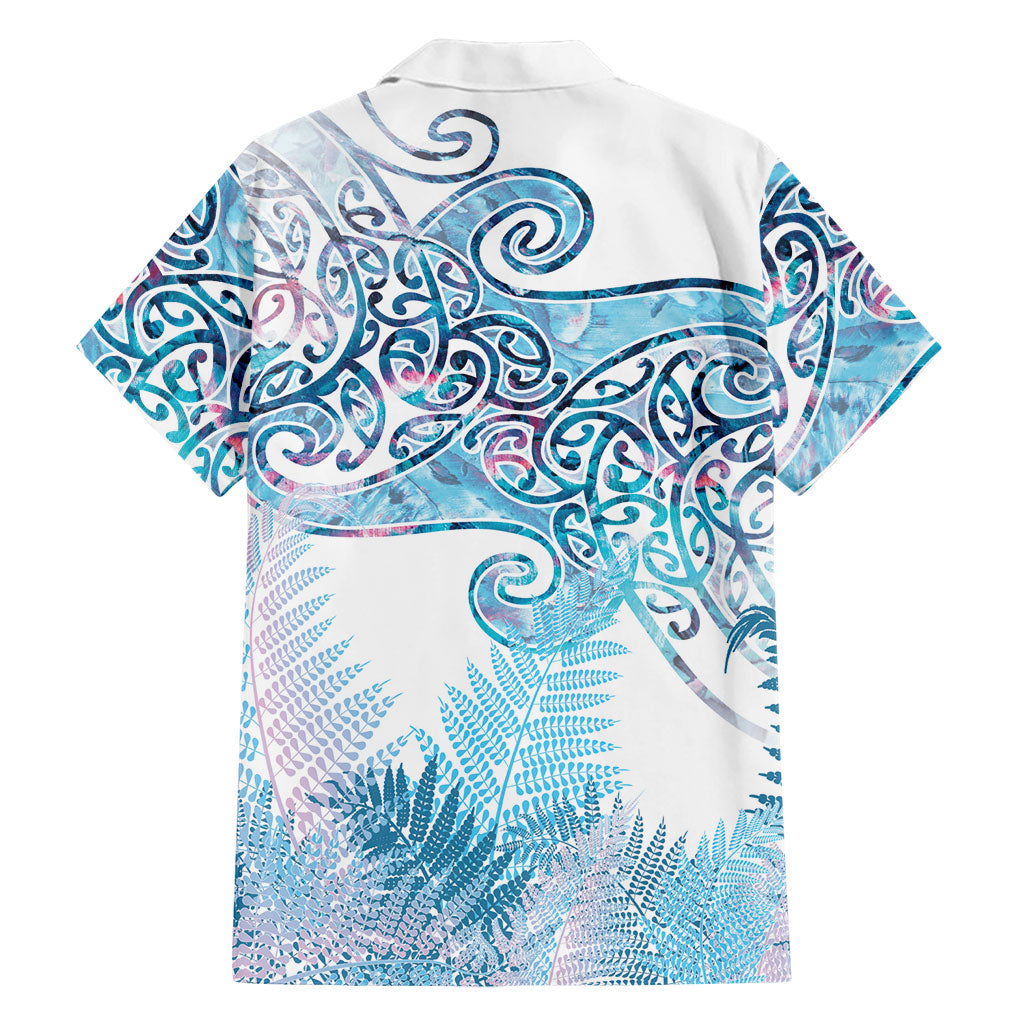 Aotearoa Maori Koru Curves Family Matching Short Sleeve Bodycon Dress and Hawaiian Shirt Aqua Paua Shell LT7 - Polynesian Pride
