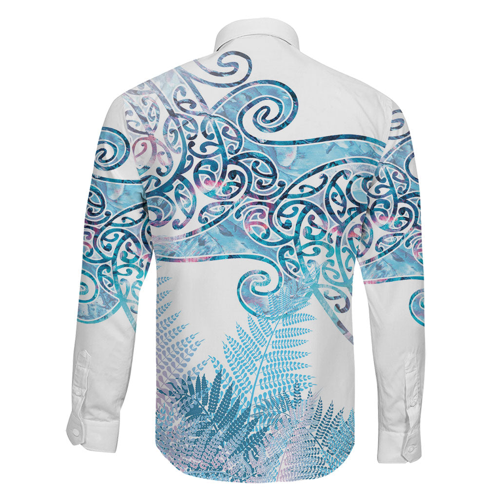 Aotearoa Maori Koru Curves Family Matching Short Sleeve Bodycon Dress and Hawaiian Shirt Aqua Paua Shell LT7 - Polynesian Pride