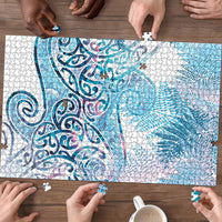 Aotearoa Maori Koru Curves Puzzle Aqua Paua Shell LT7 - Polynesian Pride