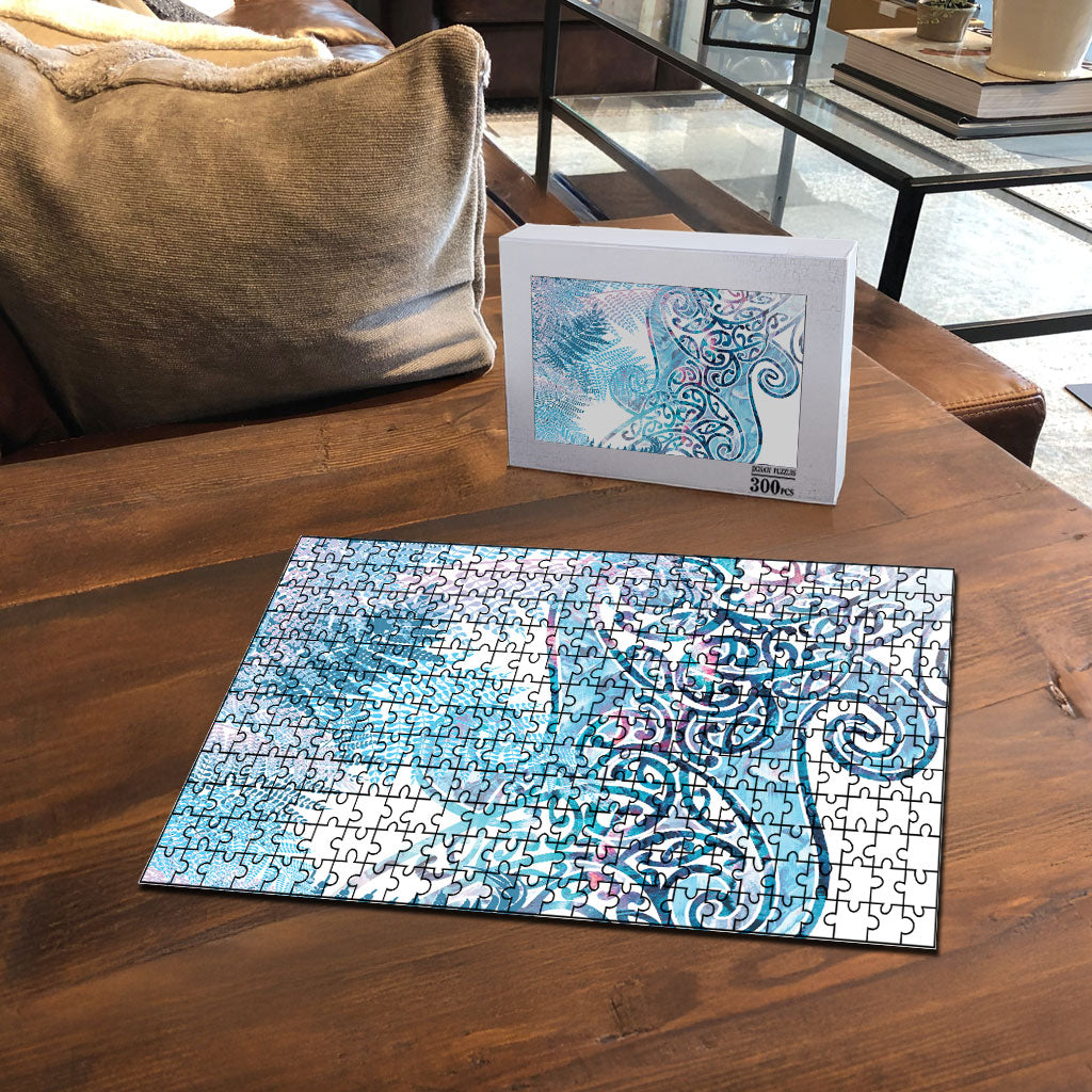 Aotearoa Maori Koru Curves Puzzle Aqua Paua Shell LT7 - Polynesian Pride