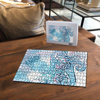 Aotearoa Maori Koru Curves Puzzle Aqua Paua Shell LT7 - Polynesian Pride