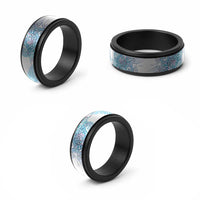 Aotearoa Maori Koru Curves Spinner Ring Aqua Paua Shell LT7 - Polynesian Pride
