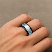 Aotearoa Maori Koru Curves Spinner Ring Aqua Paua Shell LT7 - Polynesian Pride