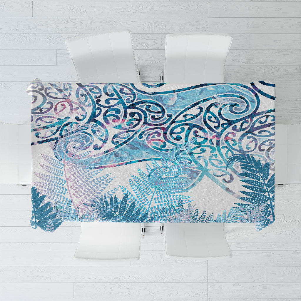 Aotearoa Maori Koru Curves Tablecloth Aqua Paua Shell