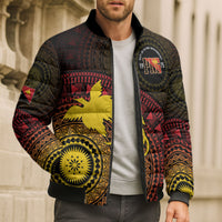 Papua New Guinea Independence Personalized Bomber Puffer Jacket Tapa Circle