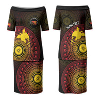 Papua New Guinea Independence Personalized Couples Matching Puletasi and Hawaiian Shirt Tapa Circle LT7 - Polynesian Pride