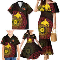 Papua New Guinea Independence Personalized Family Matching Mermaid Dress and Hawaiian Shirt Tapa Circle