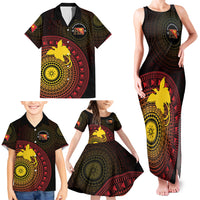 Papua New Guinea Independence Personalized Family Matching Tank Maxi Dress and Hawaiian Shirt Tapa Circle