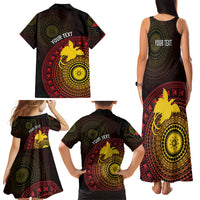 Papua New Guinea Independence Personalized Family Matching Tank Maxi Dress and Hawaiian Shirt Tapa Circle