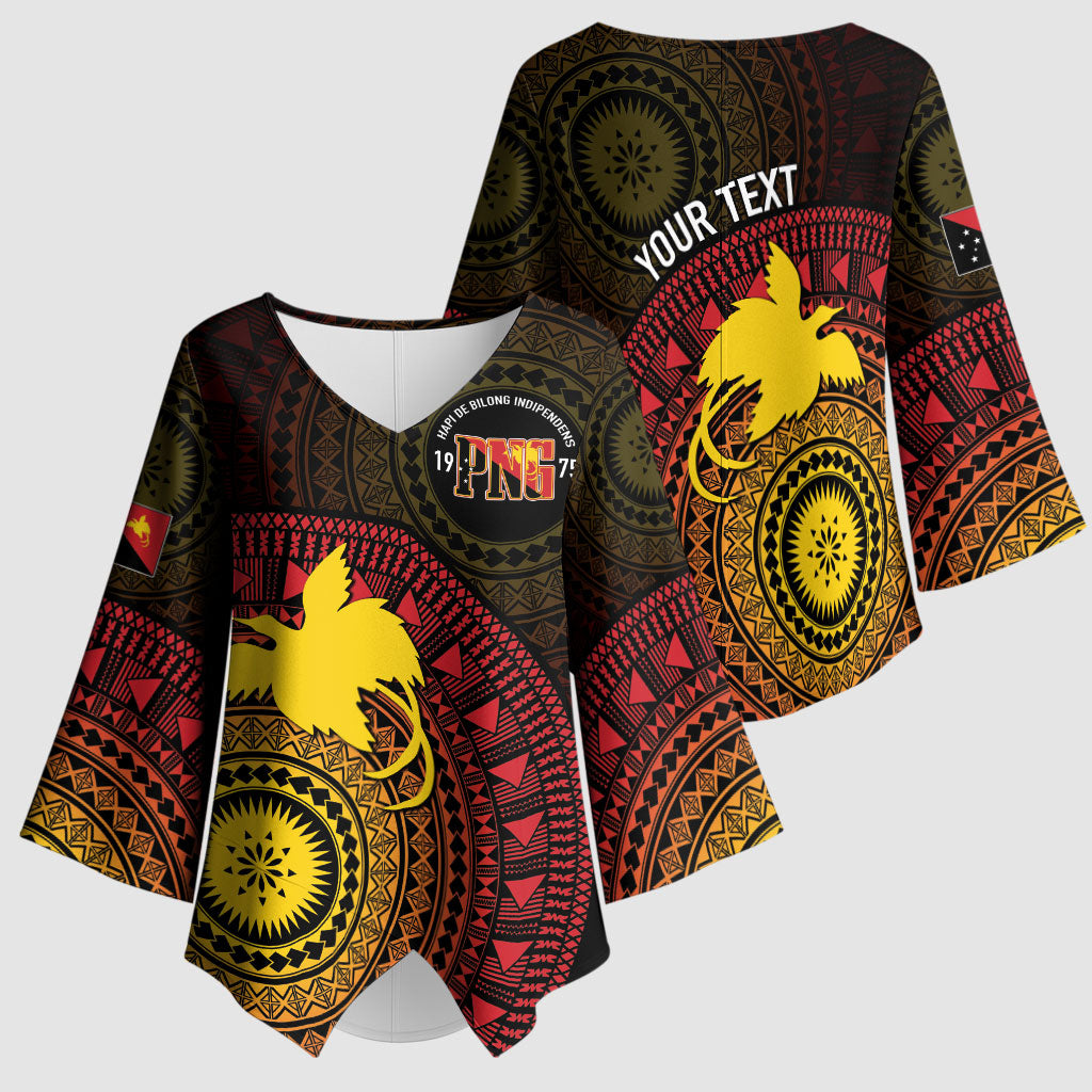 Papua New Guinea Independence Personalized Kimono Sleeve Blouse Tapa Circle