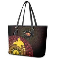 Papua New Guinea Independence Leather Tote Bag Tapa Circle