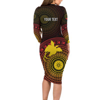 Papua New Guinea Independence Personalized Long Sleeve Bodycon Dress Tapa Circle