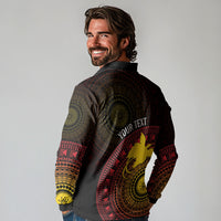 Papua New Guinea Independence Personalized Long Sleeve Polo Shirt Tapa Circle