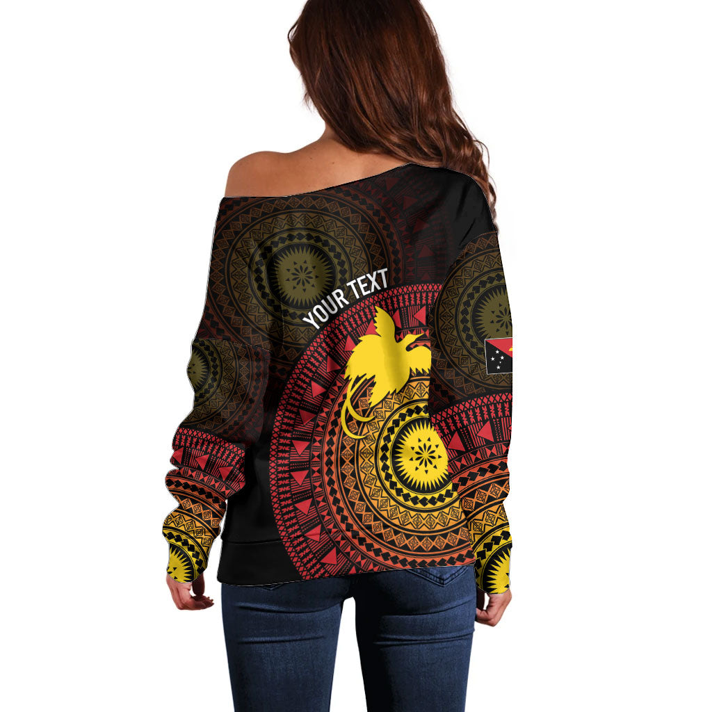 Papua New Guinea Independence Personalized Off Shoulder Sweater Tapa Circle