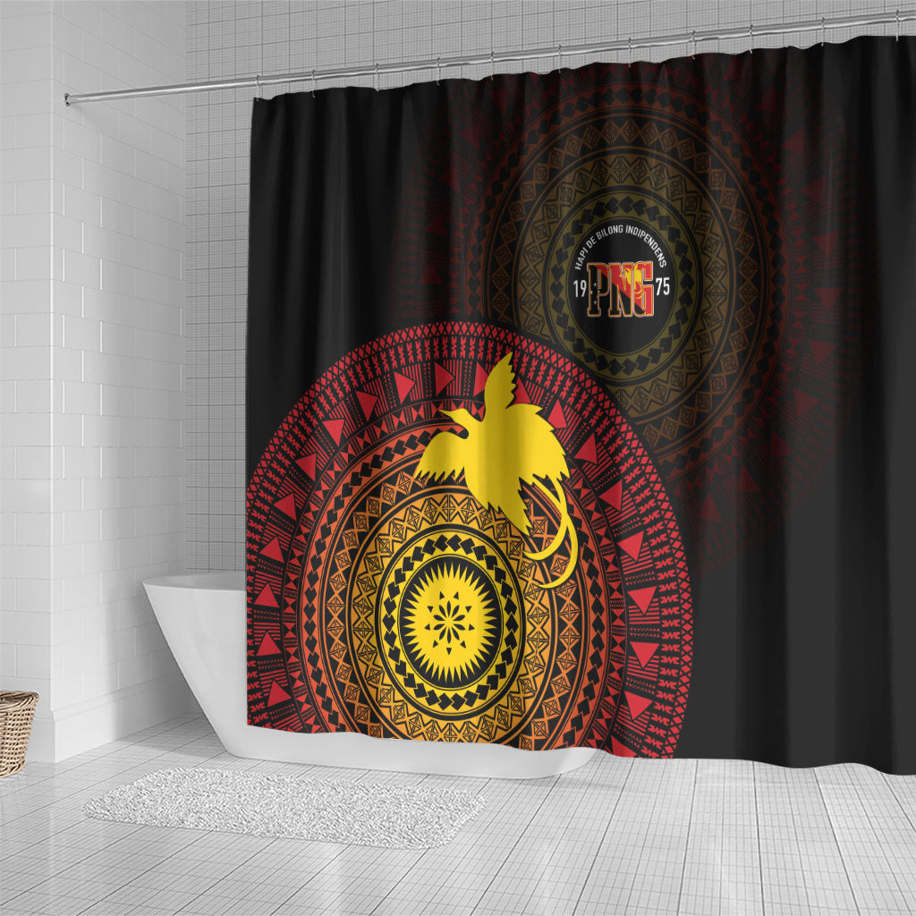 Papua New Guinea Independence Shower Curtain Tapa Circle