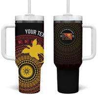 Papua New Guinea Independence Personalized Tumbler With Handle Tapa Circle