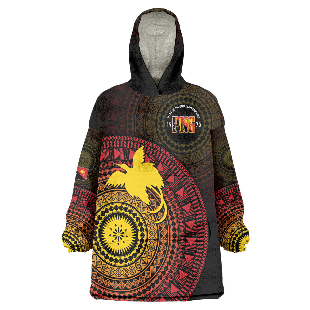Papua New Guinea Independence Personalized Wearable Blanket Hoodie Tapa Circle