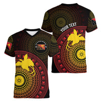 Papua New Guinea Independence Personalized Women V-Neck T-Shirt Tapa Circle
