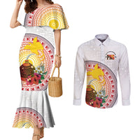 Hapi De Bilong Indipendens Papua New Guinea Couples Matching Mermaid Dress and Long Sleeve Button Shirt PNG Lime Pot