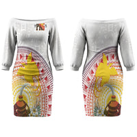 Hapi De Bilong Indipendens Papua New Guinea Couples Matching Off The Shoulder Long Sleeve Dress and Hawaiian Shirt PNG Lime Pot LT7 - Polynesian Pride