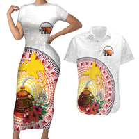 Hapi De Bilong Indipendens Papua New Guinea Couples Matching Short Sleeve Bodycon Dress and Hawaiian Shirt PNG Lime Pot