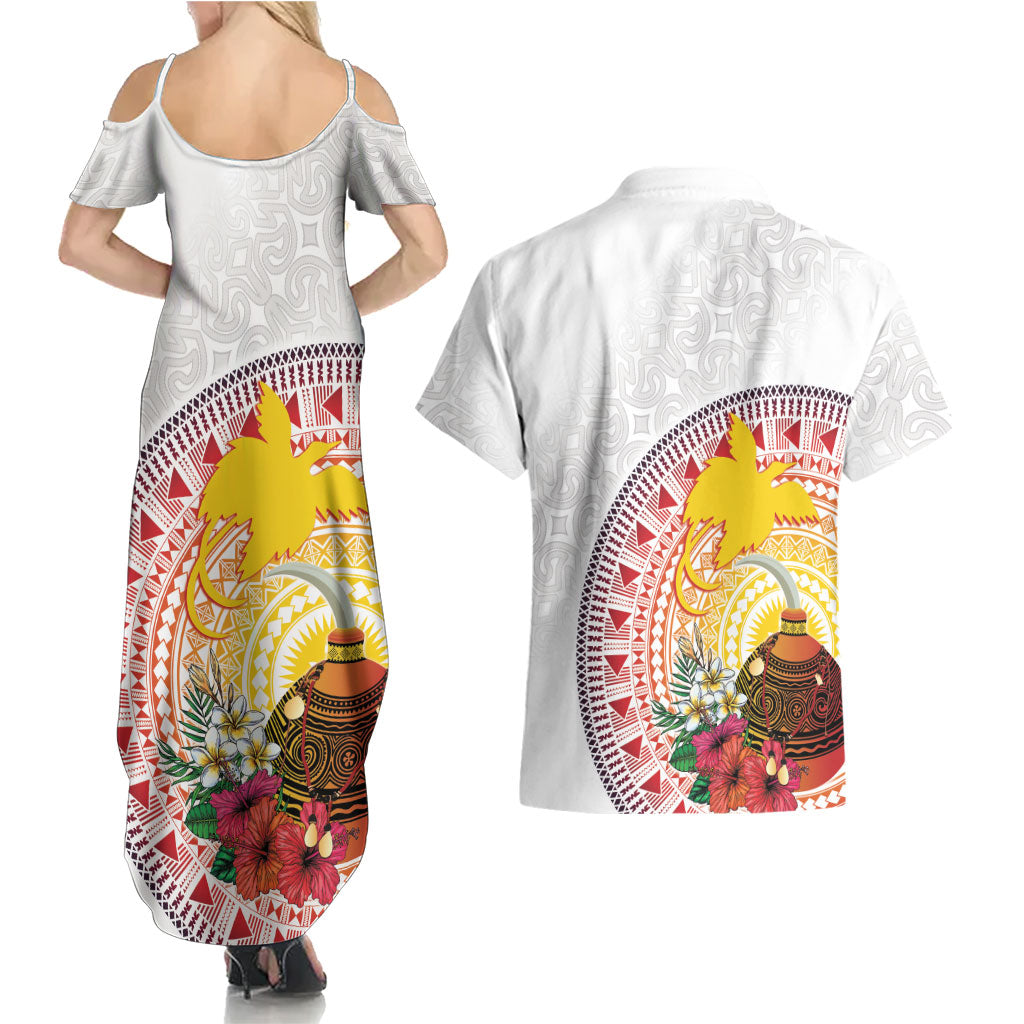 Hapi De Bilong Indipendens Papua New Guinea Couples Matching Summer Maxi Dress and Hawaiian Shirt PNG Lime Pot