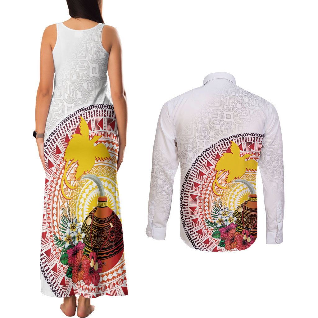 Hapi De Bilong Indipendens Papua New Guinea Couples Matching Tank Maxi Dress and Long Sleeve Button Shirt PNG Lime Pot