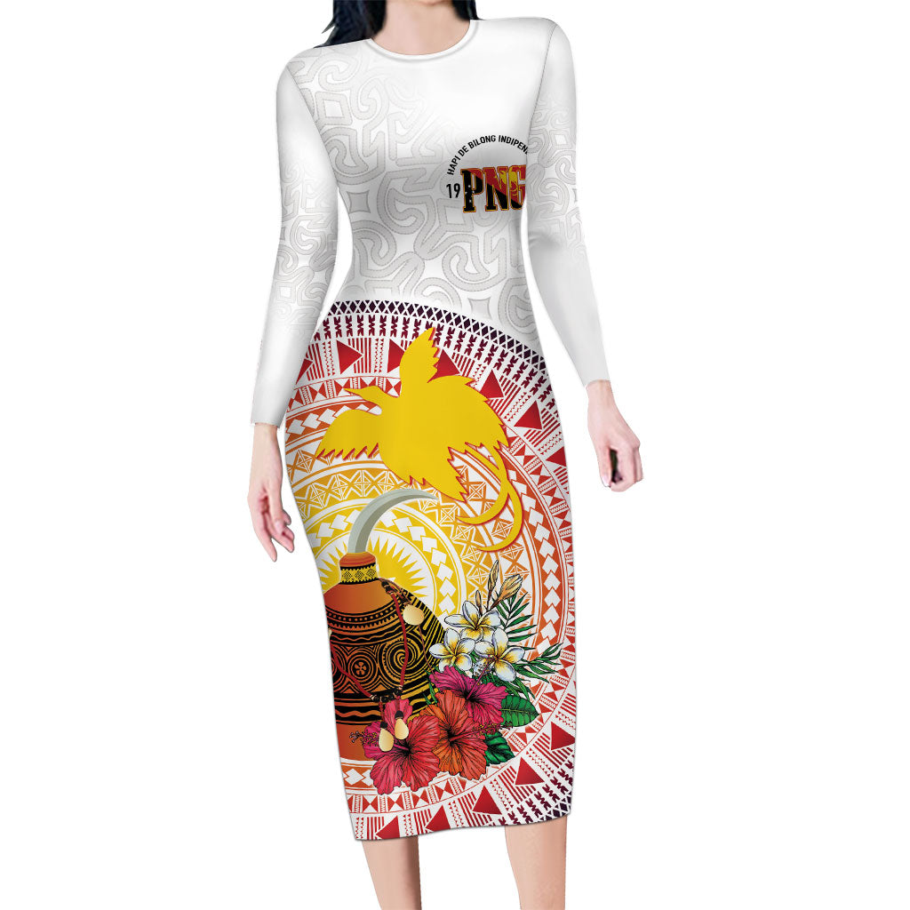 Hapi De Bilong Indipendens Papua New Guinea Family Matching Long Sleeve Bodycon Dress and Hawaiian Shirt PNG Lime Pot