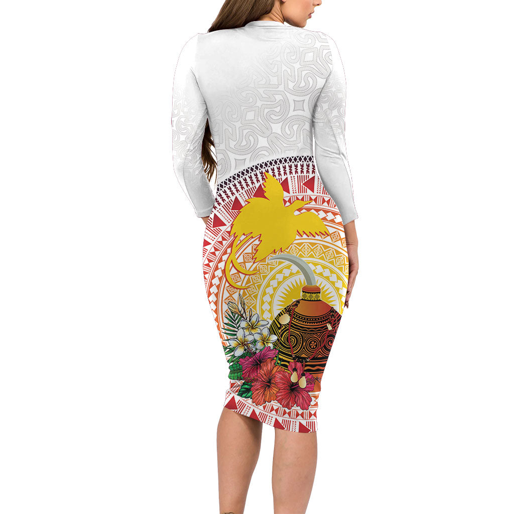 Hapi De Bilong Indipendens Papua New Guinea Family Matching Long Sleeve Bodycon Dress and Hawaiian Shirt PNG Lime Pot