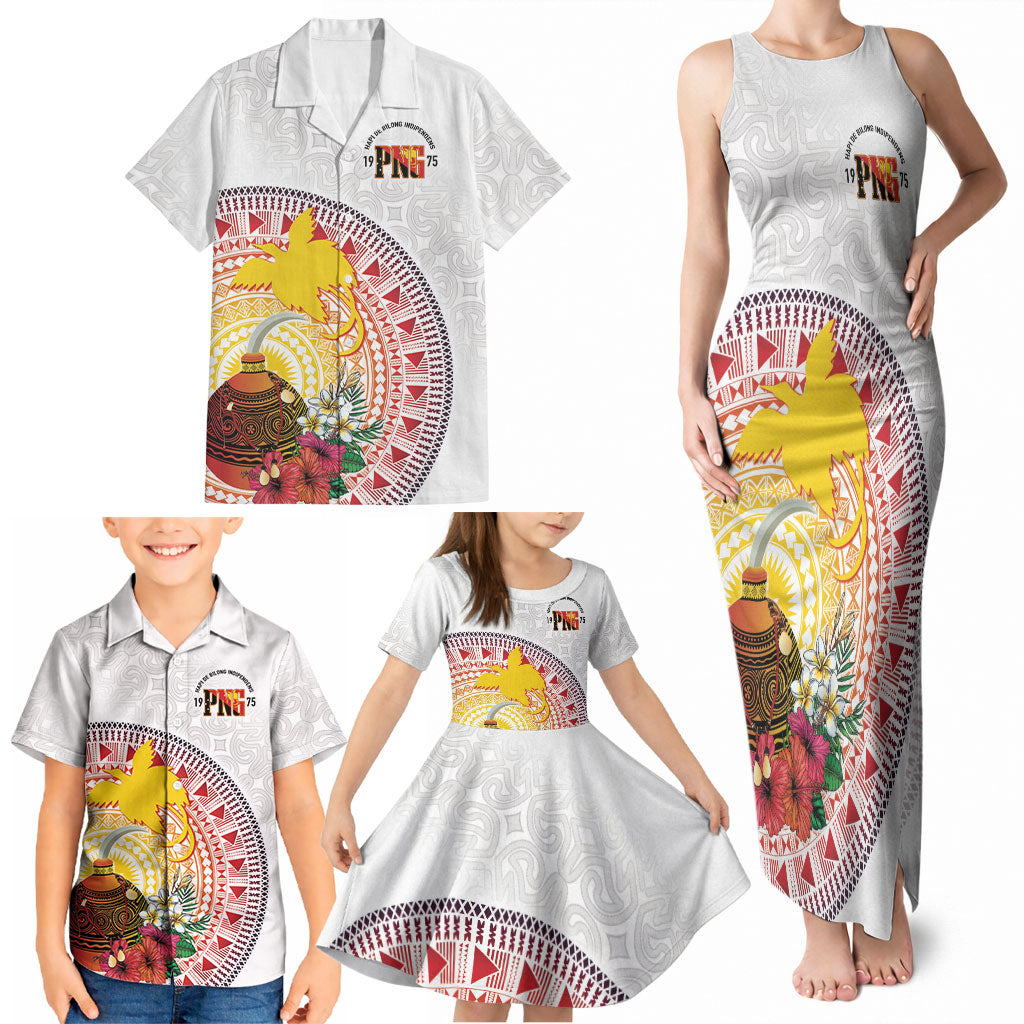 Hapi De Bilong Indipendens Papua New Guinea Family Matching Tank Maxi Dress and Hawaiian Shirt PNG Lime Pot LT7 - Polynesian Pride