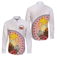 Hapi De Bilong Indipendens Papua New Guinea Family Matching Tank Maxi Dress and Hawaiian Shirt PNG Lime Pot LT7 Dad's Shirt - Long Sleeve White - Polynesian Pride