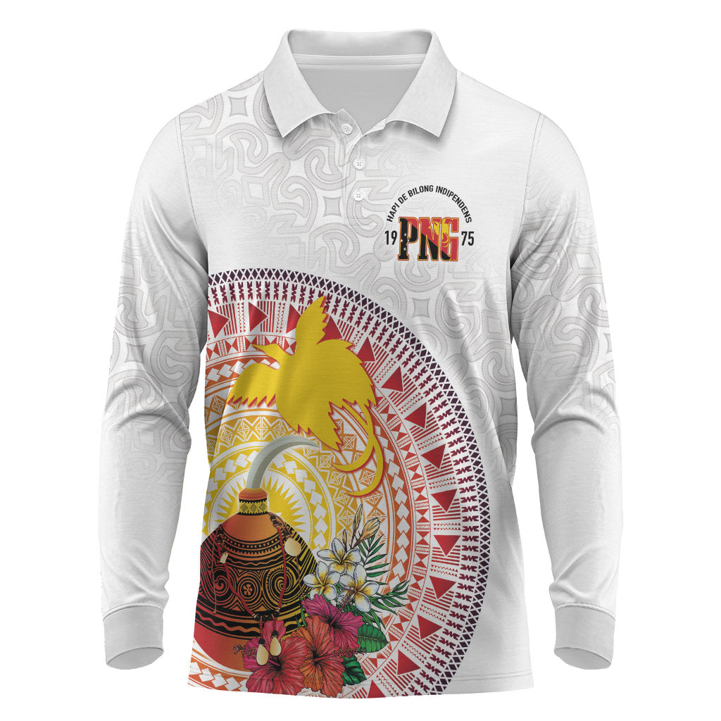 Hapi De Bilong Indipendens Papua New Guinea Long Sleeve Polo Shirt PNG Lime Pot