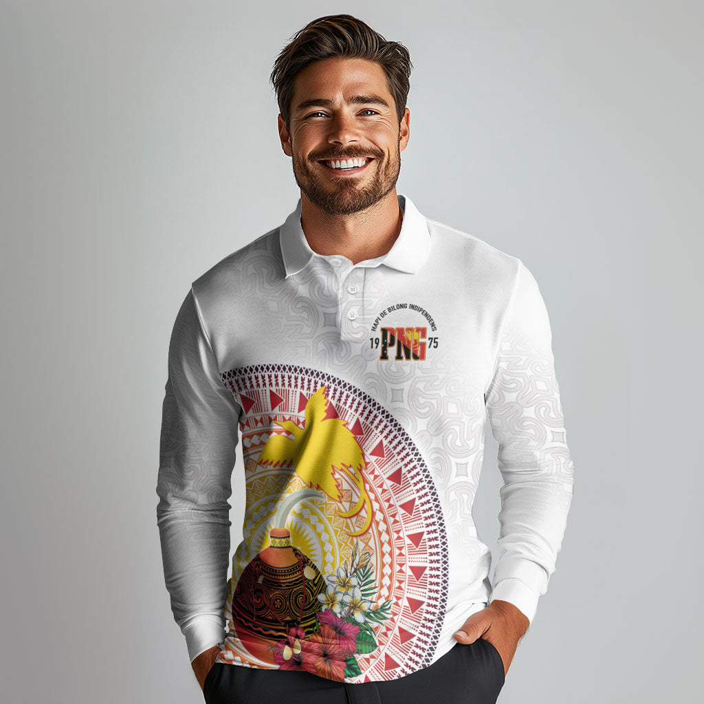 Hapi De Bilong Indipendens Papua New Guinea Long Sleeve Polo Shirt PNG Lime Pot