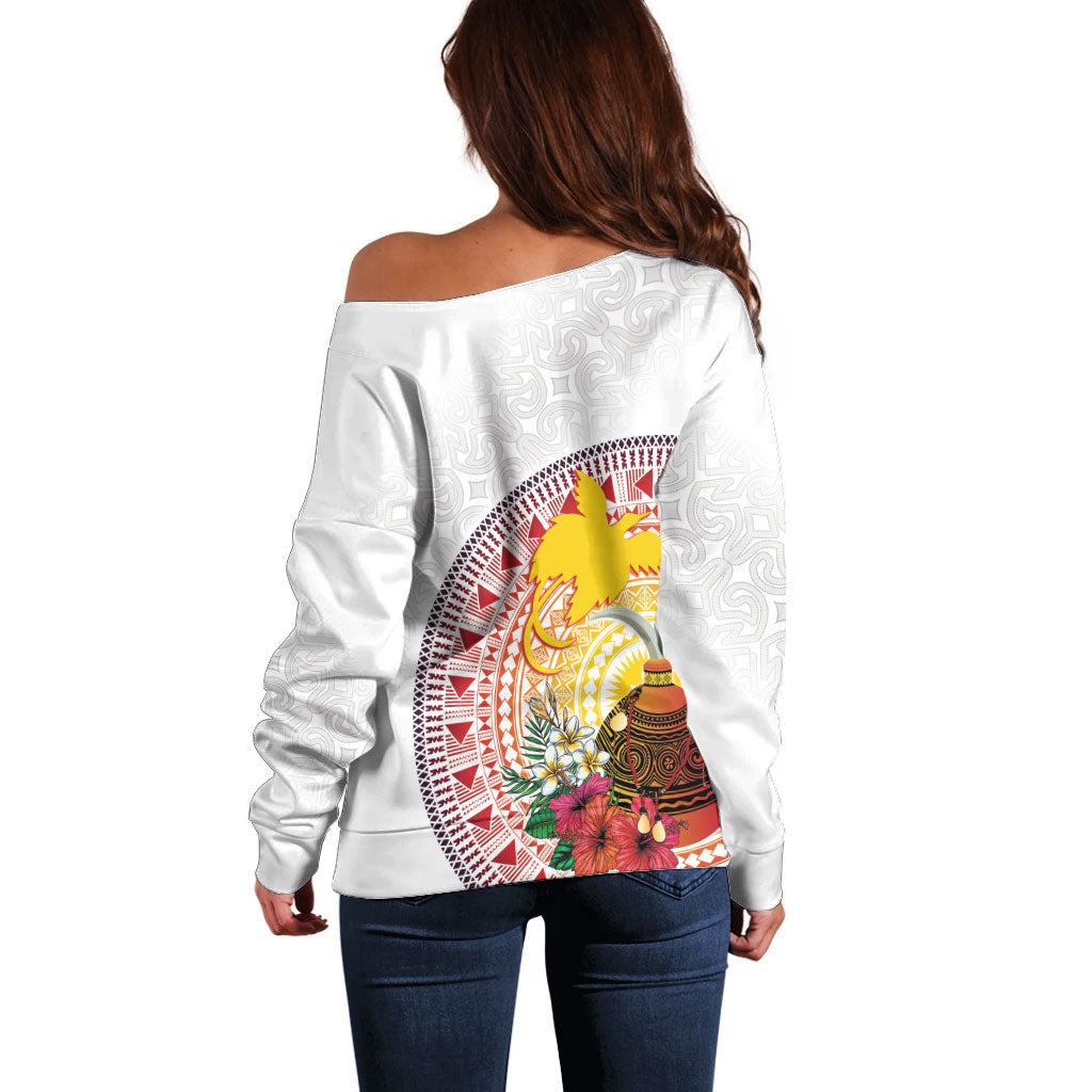 Hapi De Bilong Indipendens Papua New Guinea Off Shoulder Sweater PNG Lime Pot