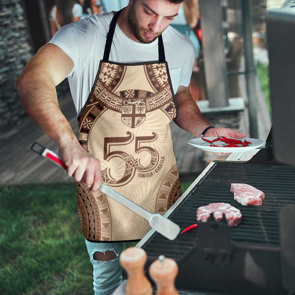 Bula Fiji Day 55th Anniversary Masi Tapa Apron Emerald Jubilee - Beige - Polynesian Pride