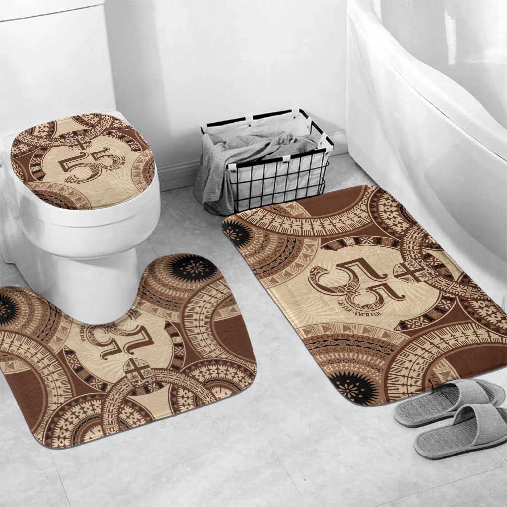 Bula Fiji Day 55th Anniversary Masi Tapa Bathroom Set Emerald Jubilee - Beige - Polynesian Pride