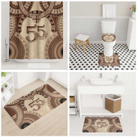 Bula Fiji Day 55th Anniversary Masi Tapa Bathroom Set Emerald Jubilee - Beige - Polynesian Pride