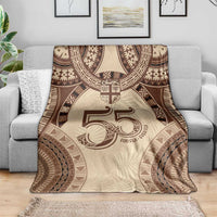 Bula Fiji Day 55th Anniversary Masi Tapa Blanket Emerald Jubilee - Beige - Polynesian Pride