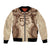 Bula Fiji Day 55th Anniversary Masi Tapa Bomber Jacket Emerald Jubilee - Beige - Polynesian Pride